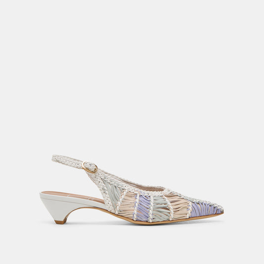 Dafney White Multi Woven Leather Heels - Dolce Vita