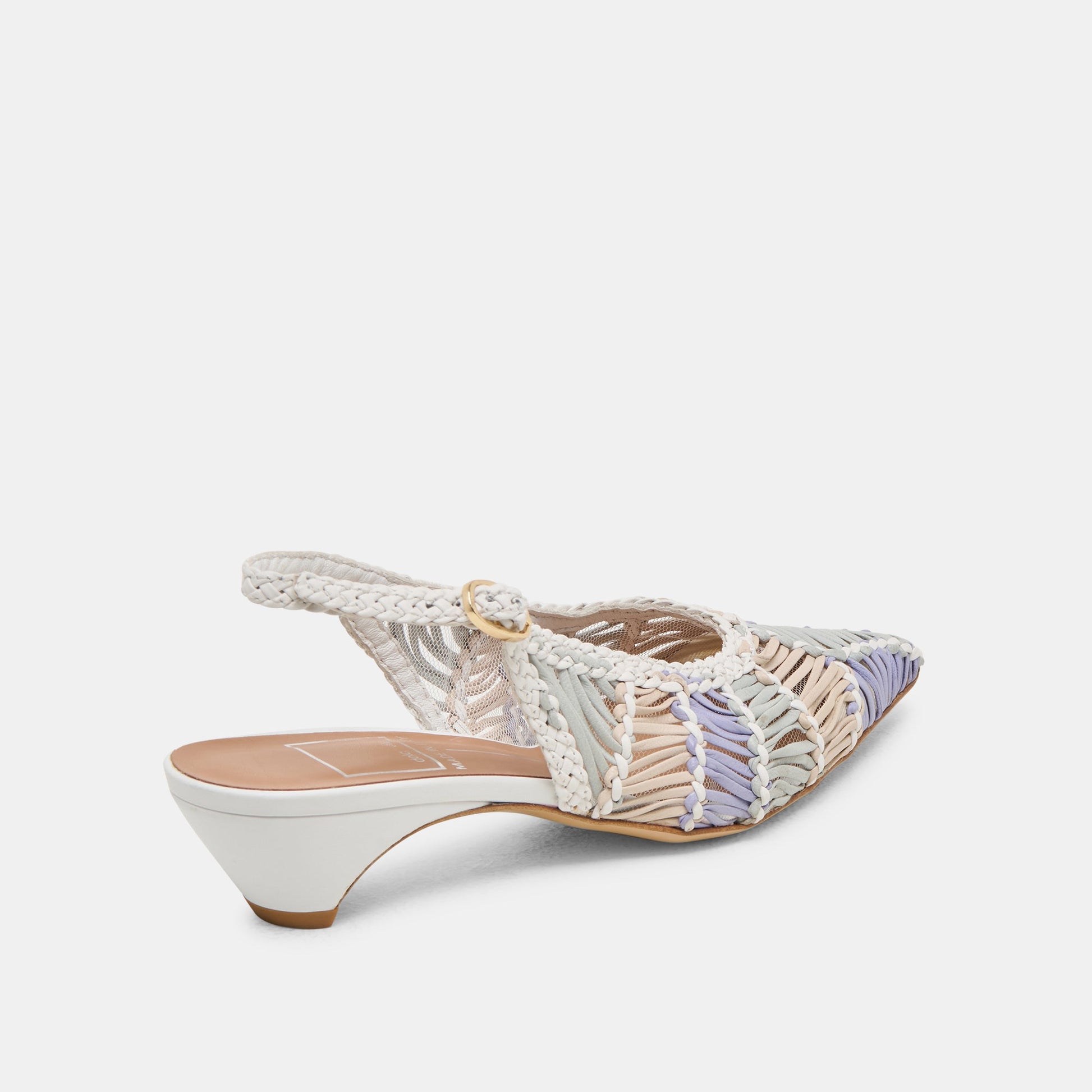 Dafney White Multi Woven Leather Heels - Dolce Vita