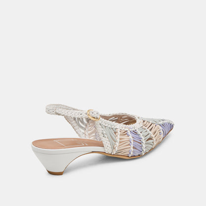 Dafney White Multi Woven Leather Heels - Dolce Vita