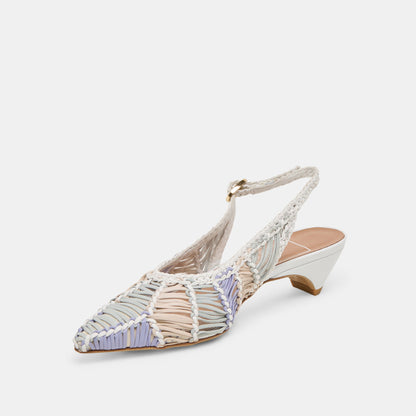 Dafney White Multi Woven Leather Heels - Dolce Vita