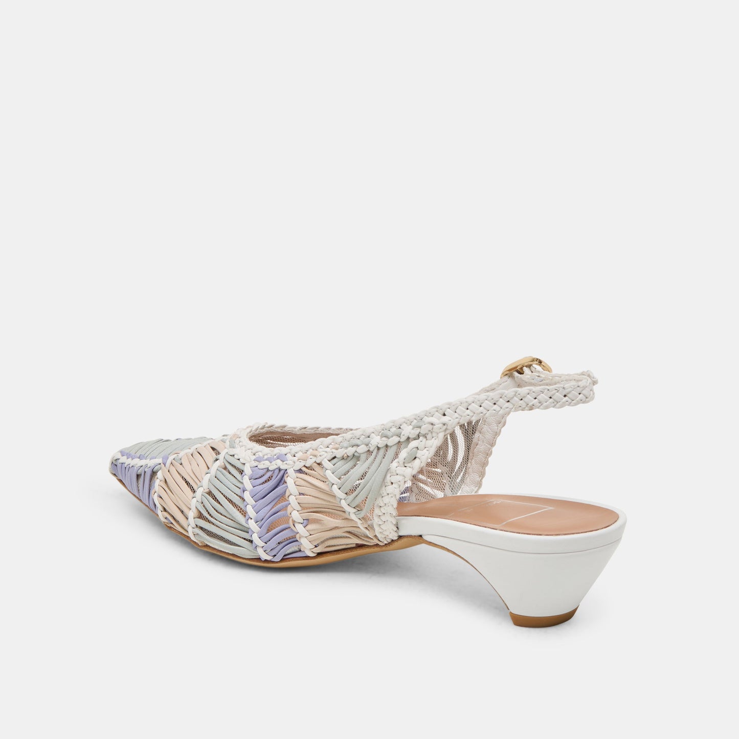 Dafney White Multi Woven Leather Heels - Dolce Vita