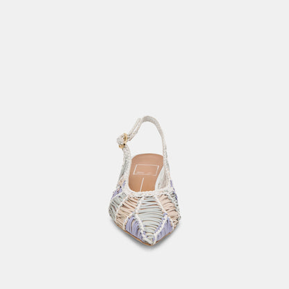 Dafney White Multi Woven Leather Heels - Dolce Vita