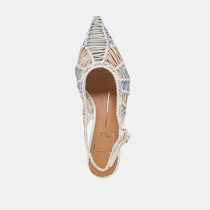 Dafney White Multi Woven Leather Heels - Dolce Vita