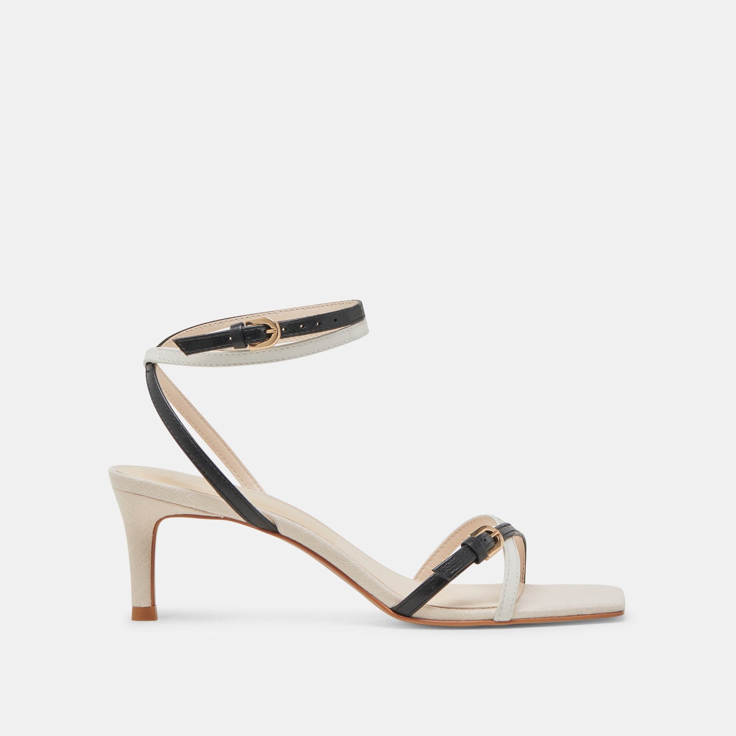 BAMBY HEELS WHITE BLACK LEATHER - Dolce Vita