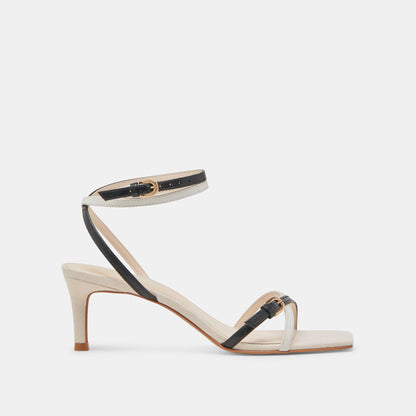 BAMBY HEELS WHITE BLACK LEATHER - Dolce Vita
