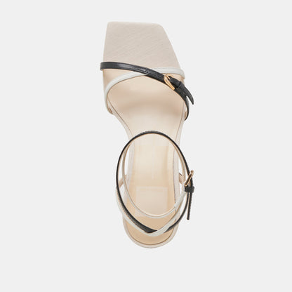 BAMBY HEELS WHITE BLACK LEATHER - Dolce Vita