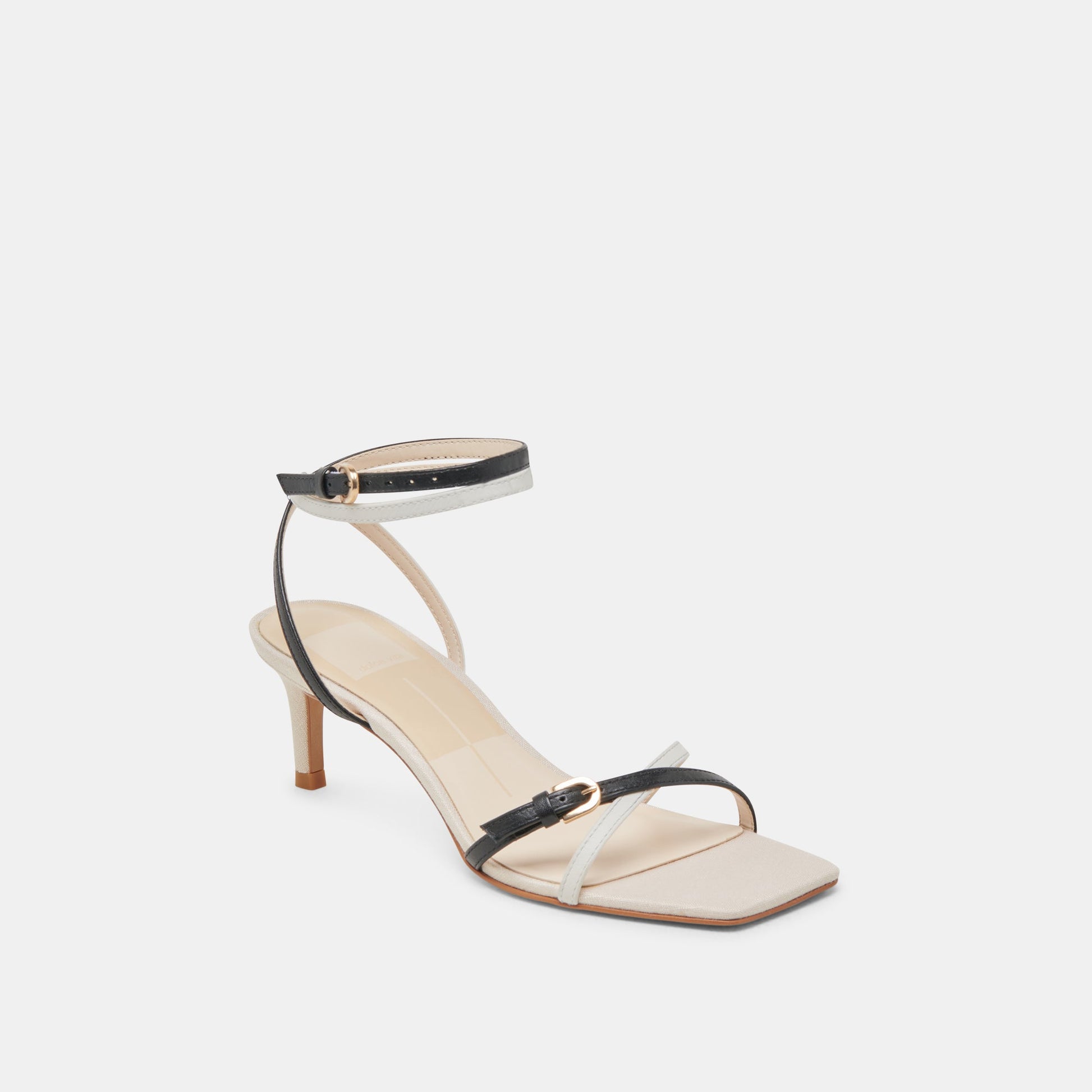 BAMBY HEELS WHITE BLACK LEATHER - Dolce Vita