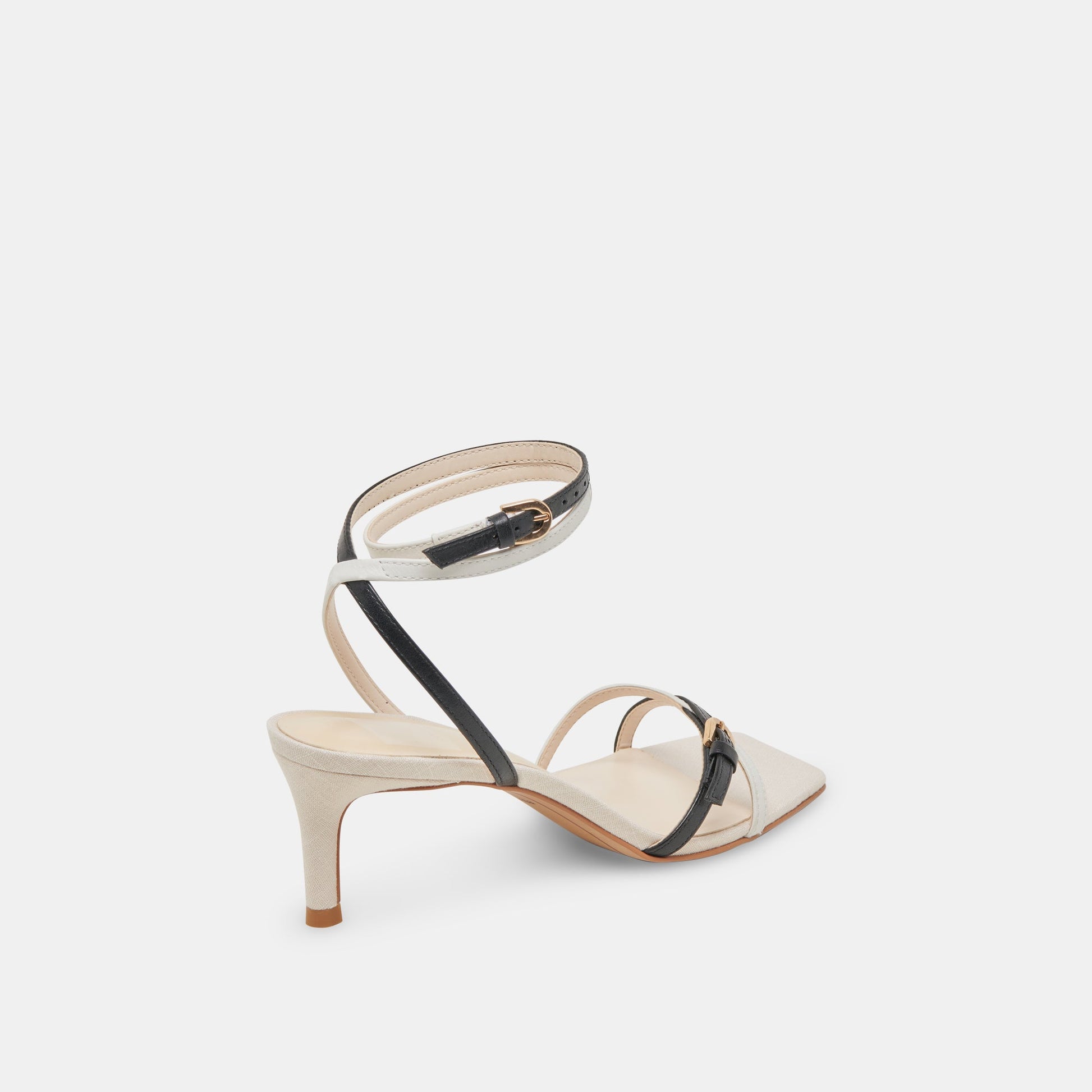 BAMBY HEELS WHITE BLACK LEATHER - Dolce Vita