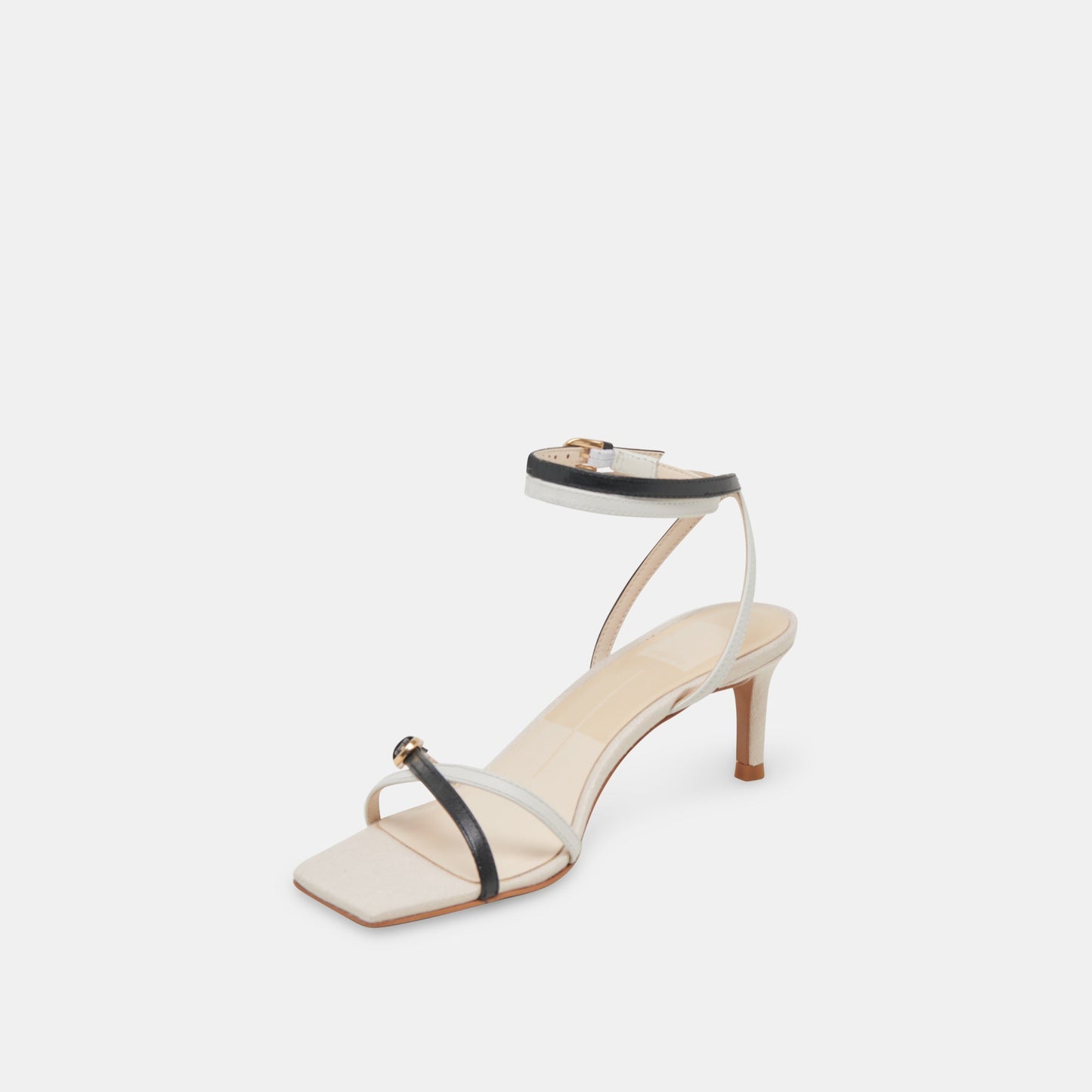 BAMBY HEELS WHITE BLACK LEATHER - Dolce Vita