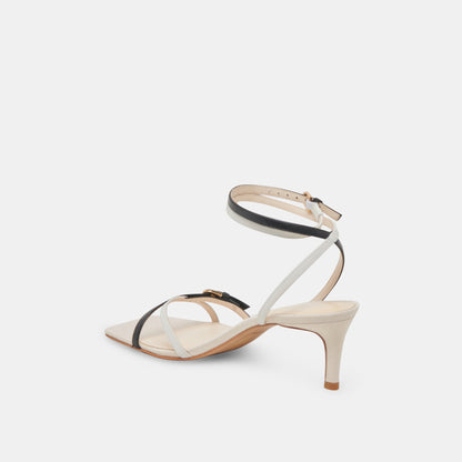 BAMBY HEELS WHITE BLACK LEATHER - Dolce Vita