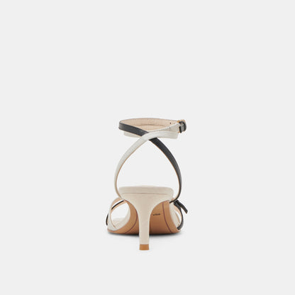 BAMBY HEELS WHITE BLACK LEATHER - Dolce Vita