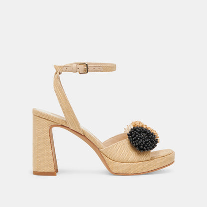 OLIVEA HEELS BLACK NATURAL RAFFIA - Dolce Vita