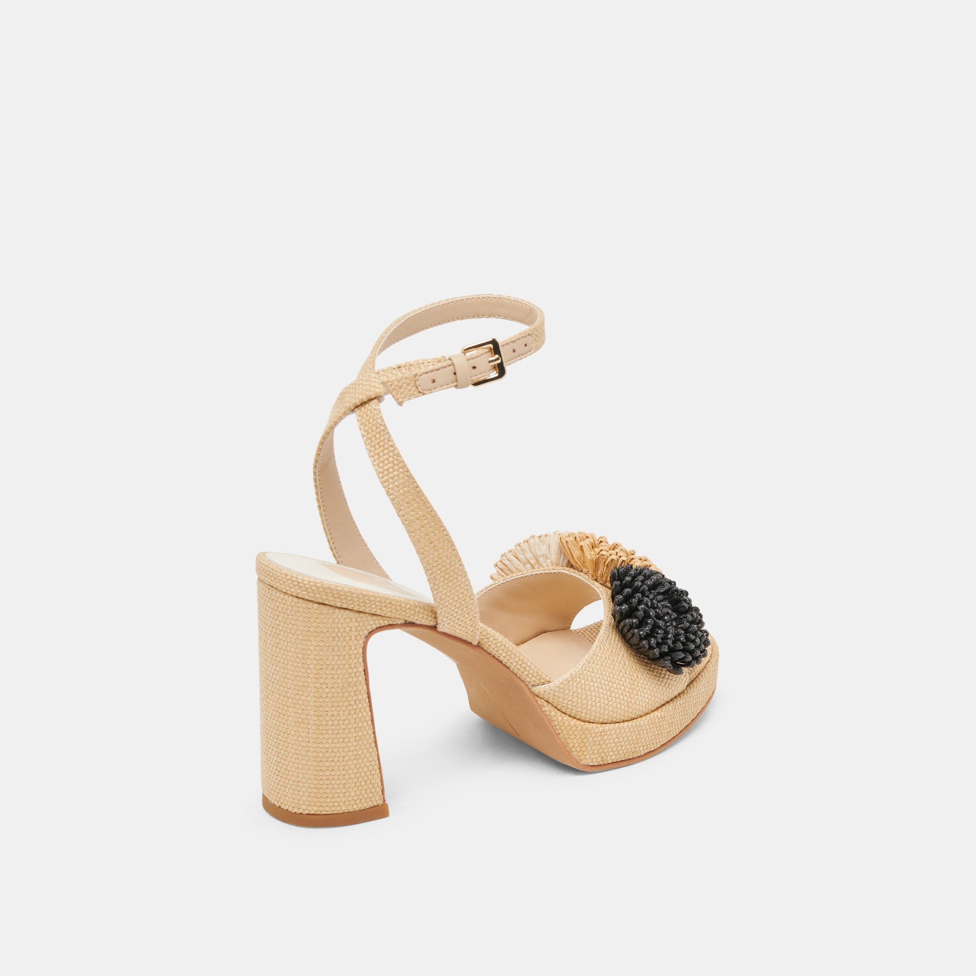 OLIVEA HEELS BLACK NATURAL RAFFIA - Dolce Vita