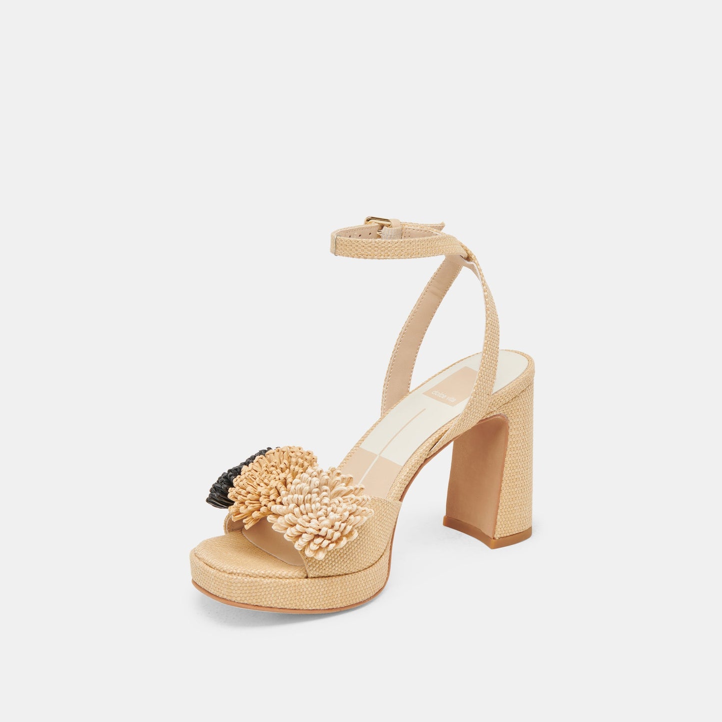 OLIVEA HEELS BLACK NATURAL RAFFIA - Dolce Vita