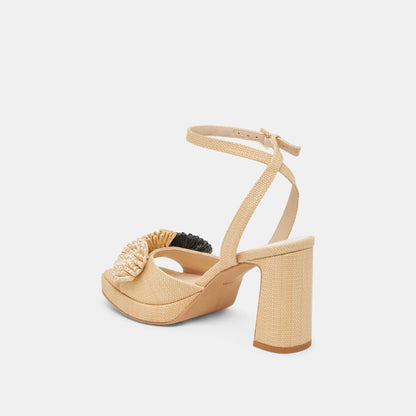 OLIVEA HEELS BLACK NATURAL RAFFIA - Dolce Vita