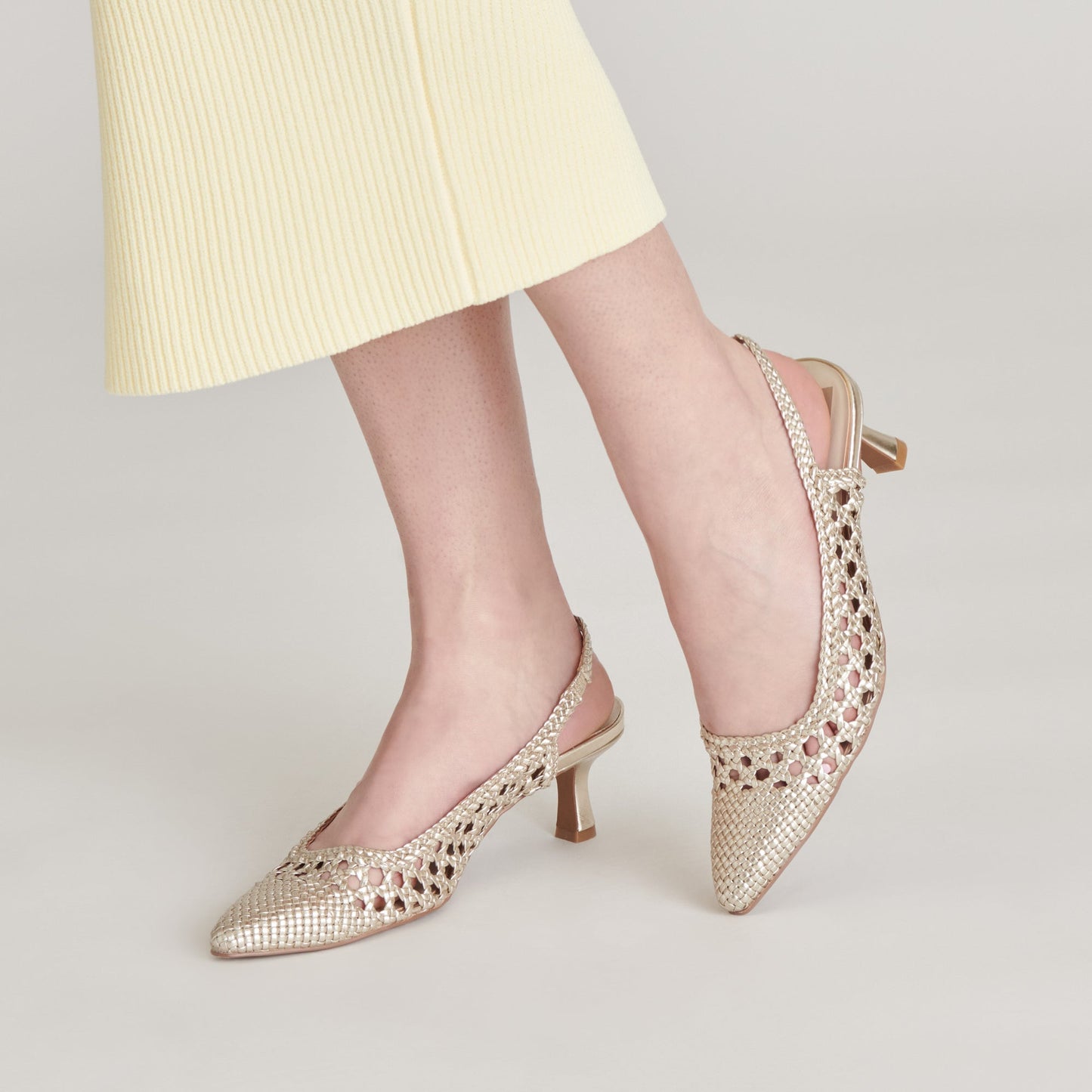 OLYMPA HEELS LIGHT GOLD METALLIC STELLA - Dolce Vita