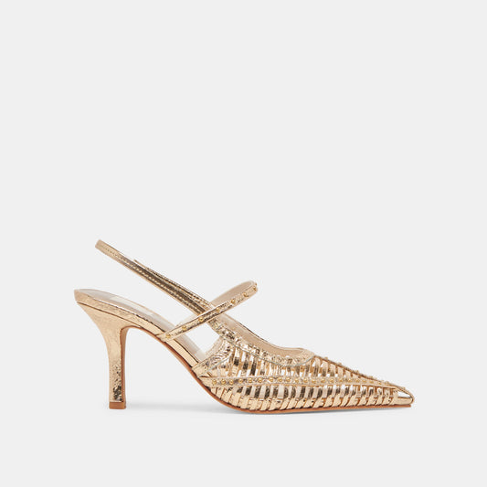 HENSAL HEELS GOLD DISTRESSED LEATHER - Dolce Vita