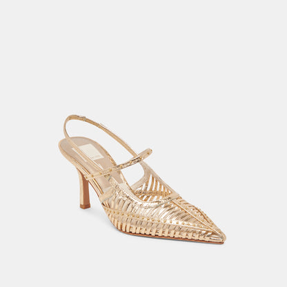 HENSAL HEELS GOLD DISTRESSED LEATHER - Dolce Vita