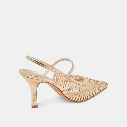 HENSAL HEELS GOLD DISTRESSED LEATHER - Dolce Vita