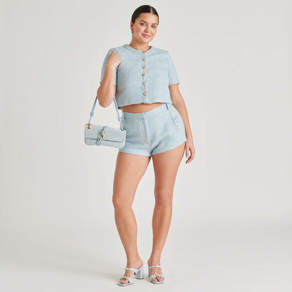 SHANE HEELS ICE BLUE CRINKLE PATENT - Dolce Vita