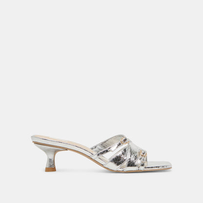 BRYANT HEELS SILVER DISTRESSED LEATHER - Dolce Vita