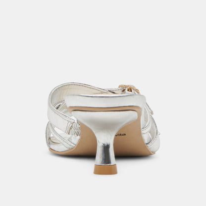 BRYANT HEELS SILVER DISTRESSED LEATHER - Dolce Vita
