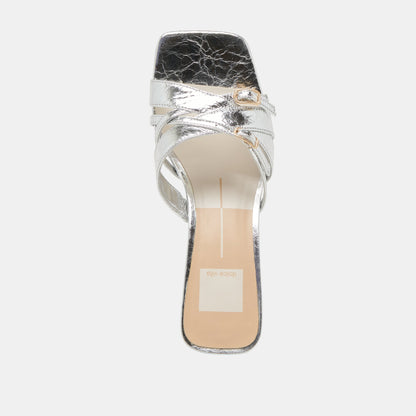 BRYANT HEELS SILVER DISTRESSED LEATHER - Dolce Vita