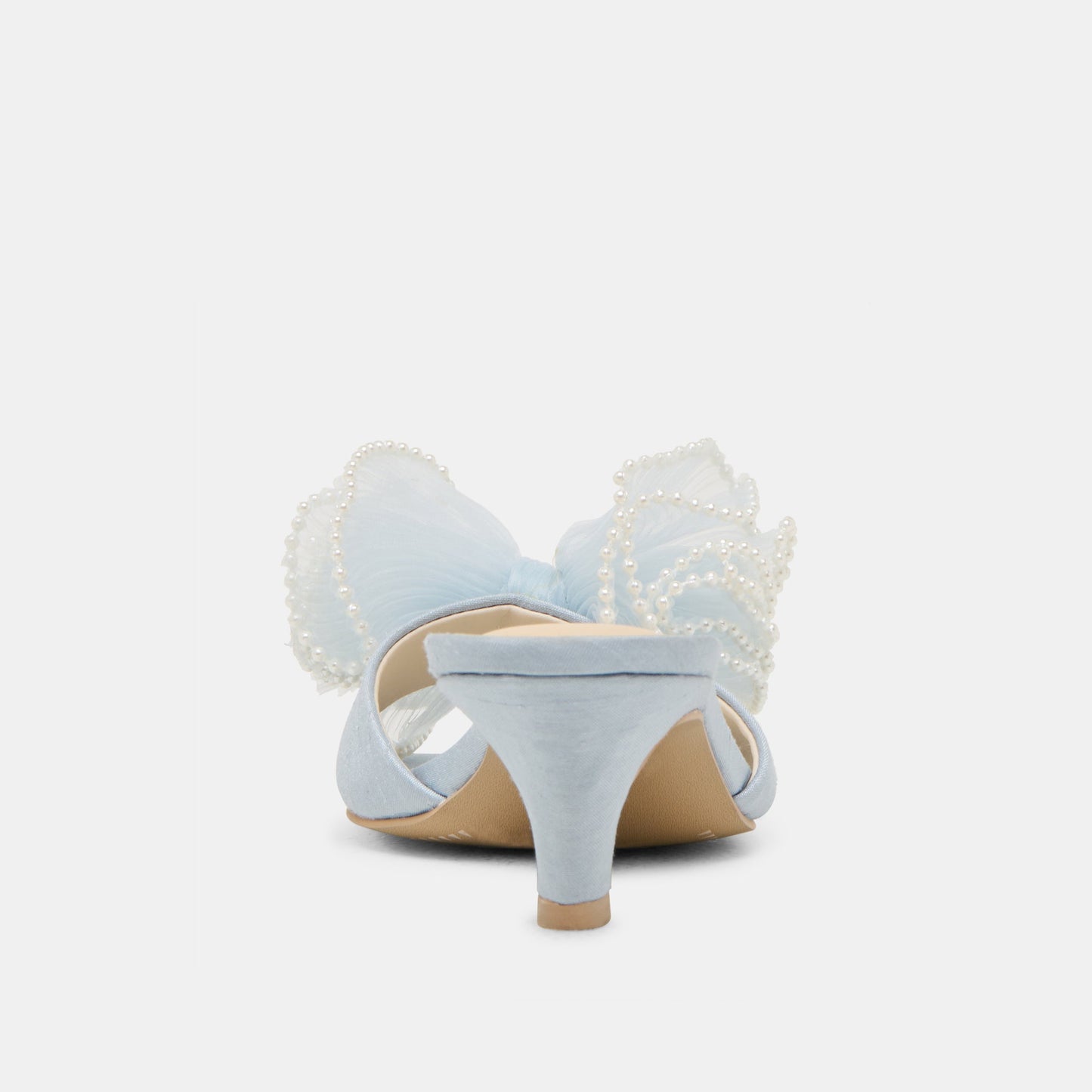 NARITA PEARL HEELS LIGHT BLUE SATIN - Dolce Vita