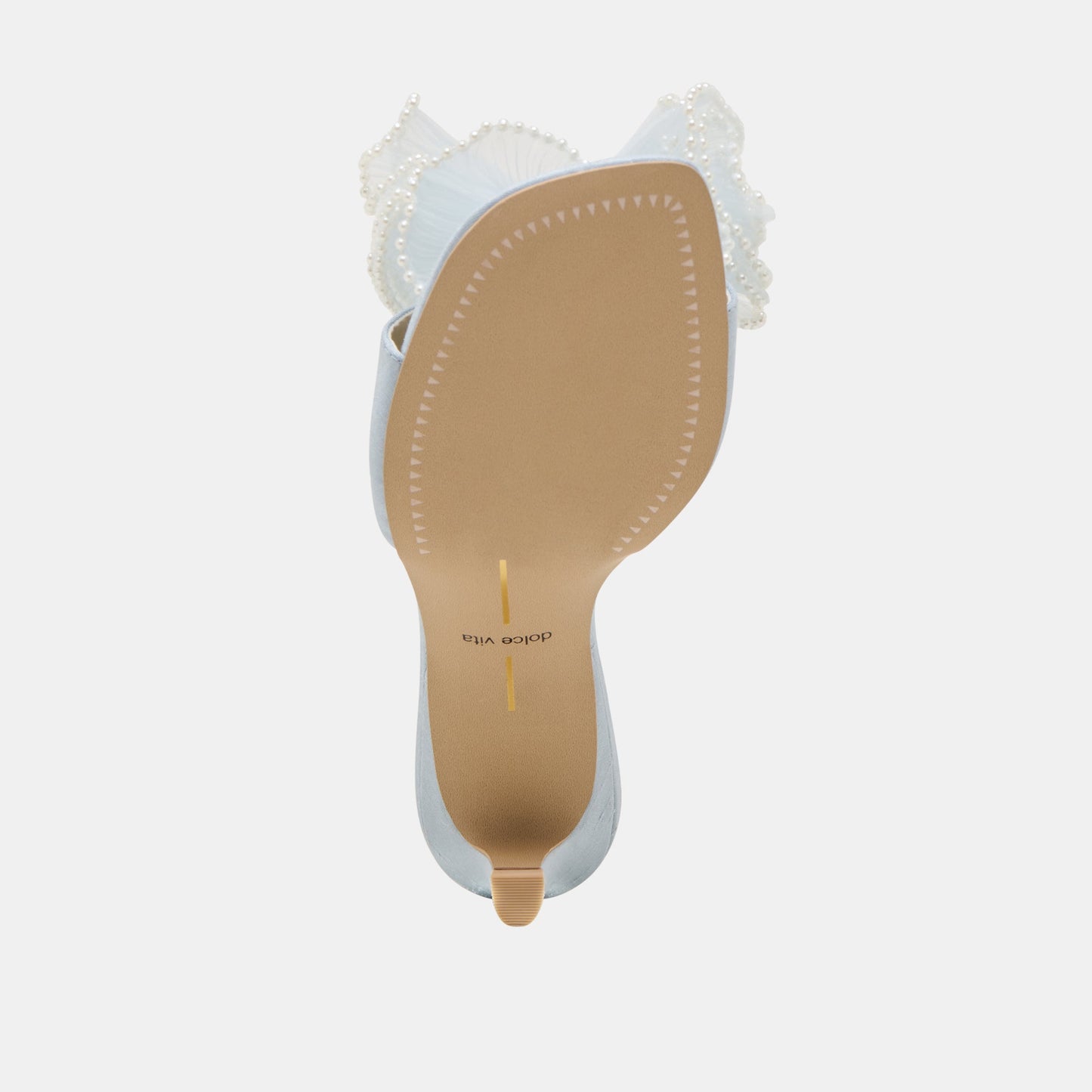 NARITA PEARL HEELS LIGHT BLUE SATIN - Dolce Vita
