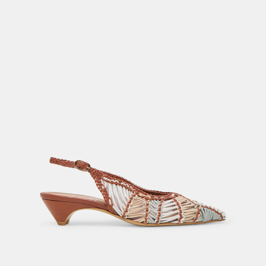 Dafney Tan Multi Woven Leather Heels - Dolce Vita