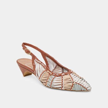Dafney Tan Multi Woven Leather Heels - Dolce Vita