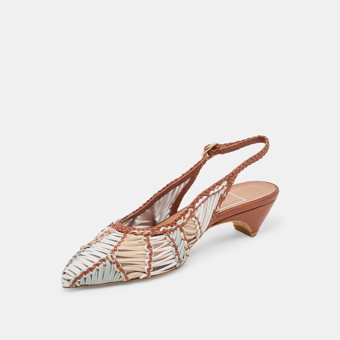Dafney Tan Multi Woven Leather Heels - Dolce Vita