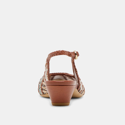 Dafney Tan Multi Woven Leather Heels - Dolce Vita