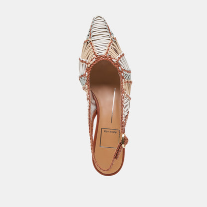 Dafney Tan Multi Woven Leather Heels - Dolce Vita