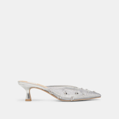 CLARA HEELS SILVER MESH - Dolce Vita