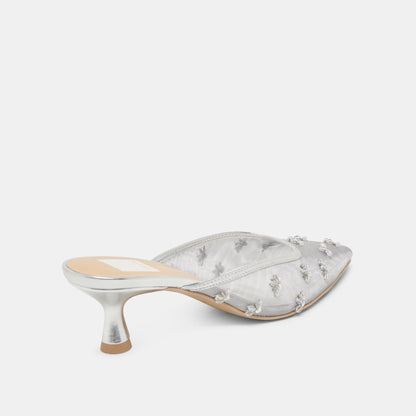 CLARA HEELS SILVER MESH - Dolce Vita