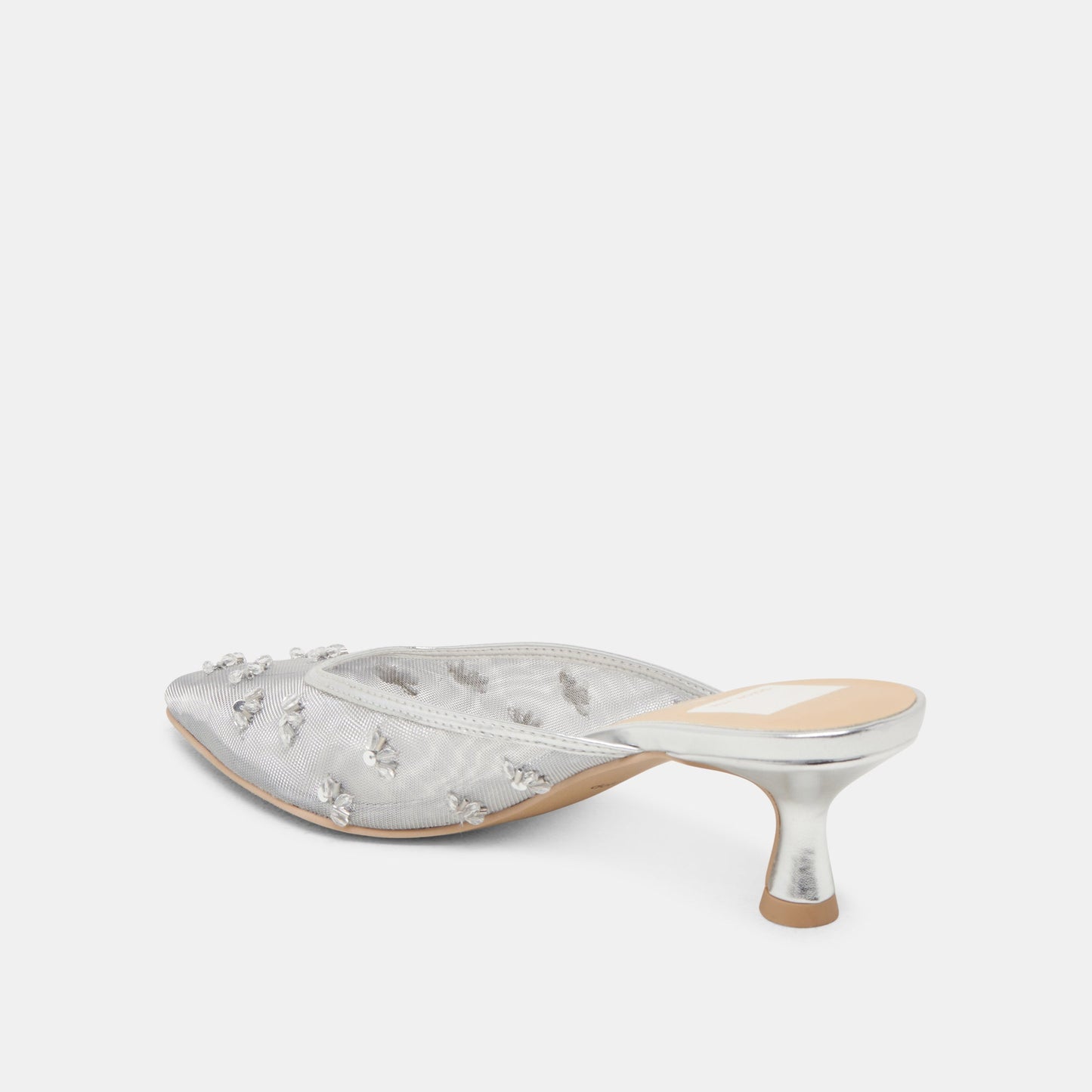 CLARA HEELS SILVER MESH - Dolce Vita