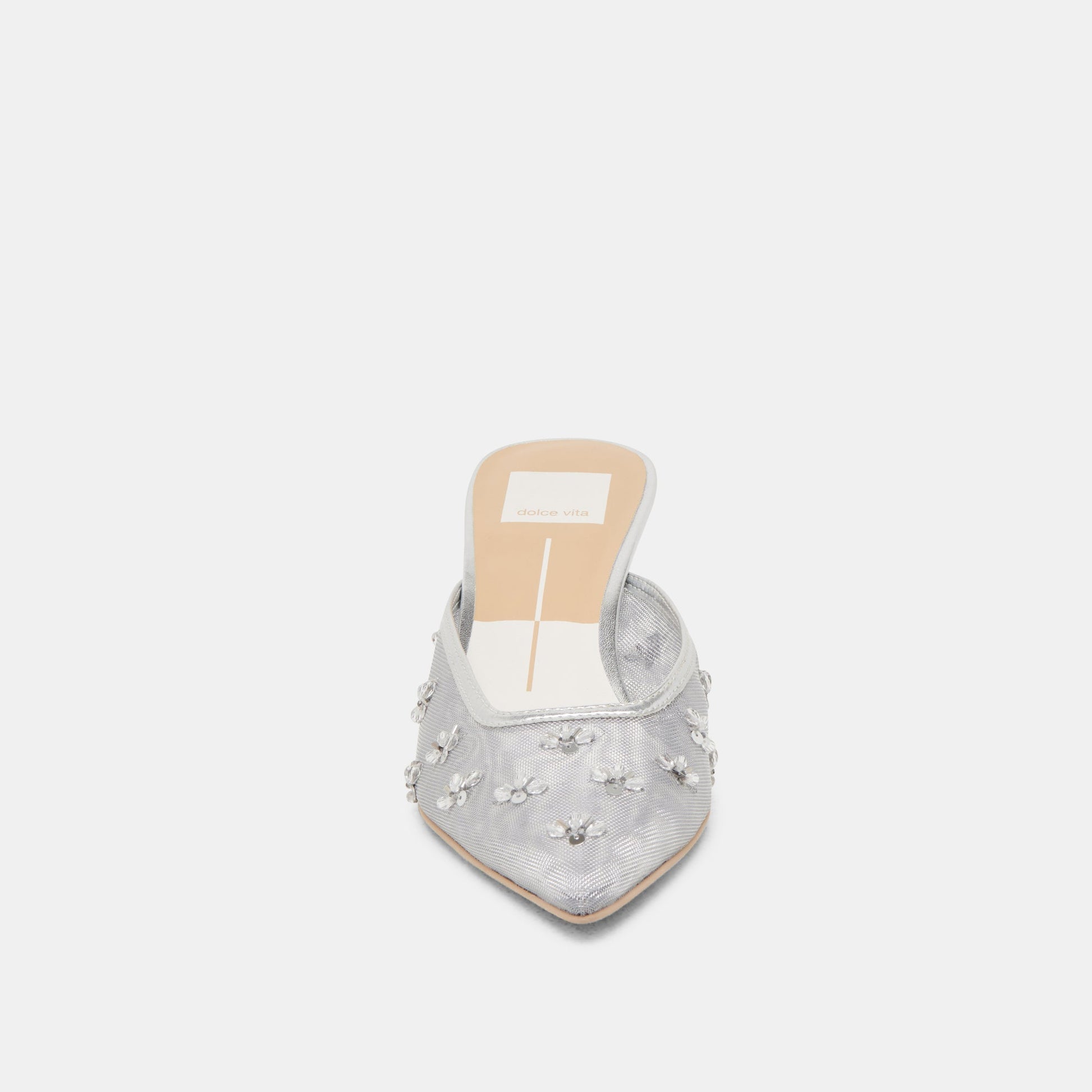 CLARA HEELS SILVER MESH - Dolce Vita