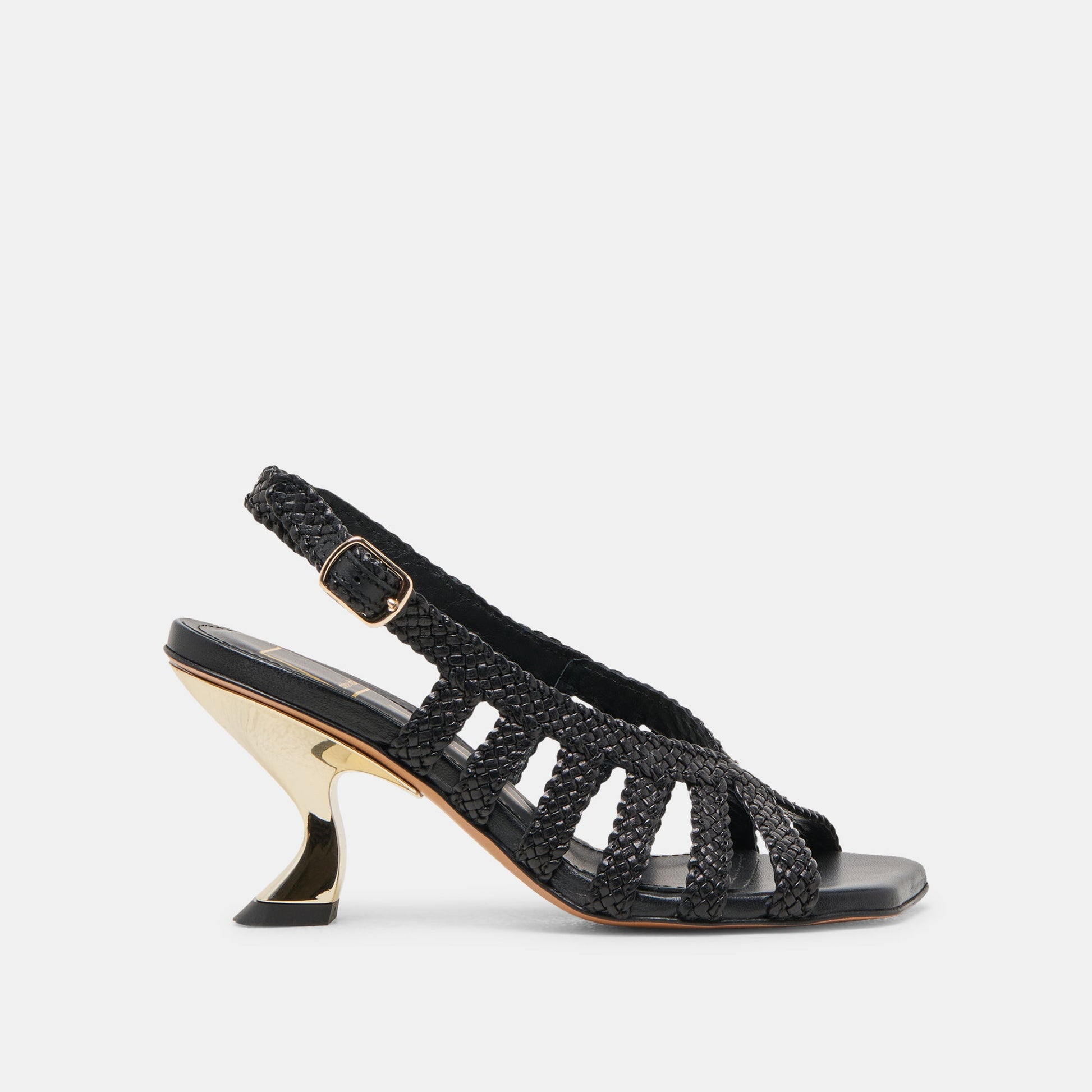 SICILY HEELS BLACK WOVEN LEATHER - Dolce Vita