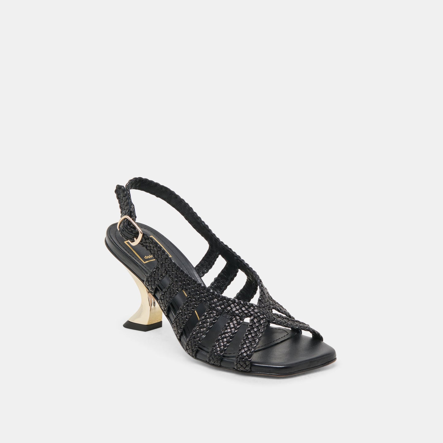 SICILY HEELS BLACK WOVEN LEATHER - Dolce Vita