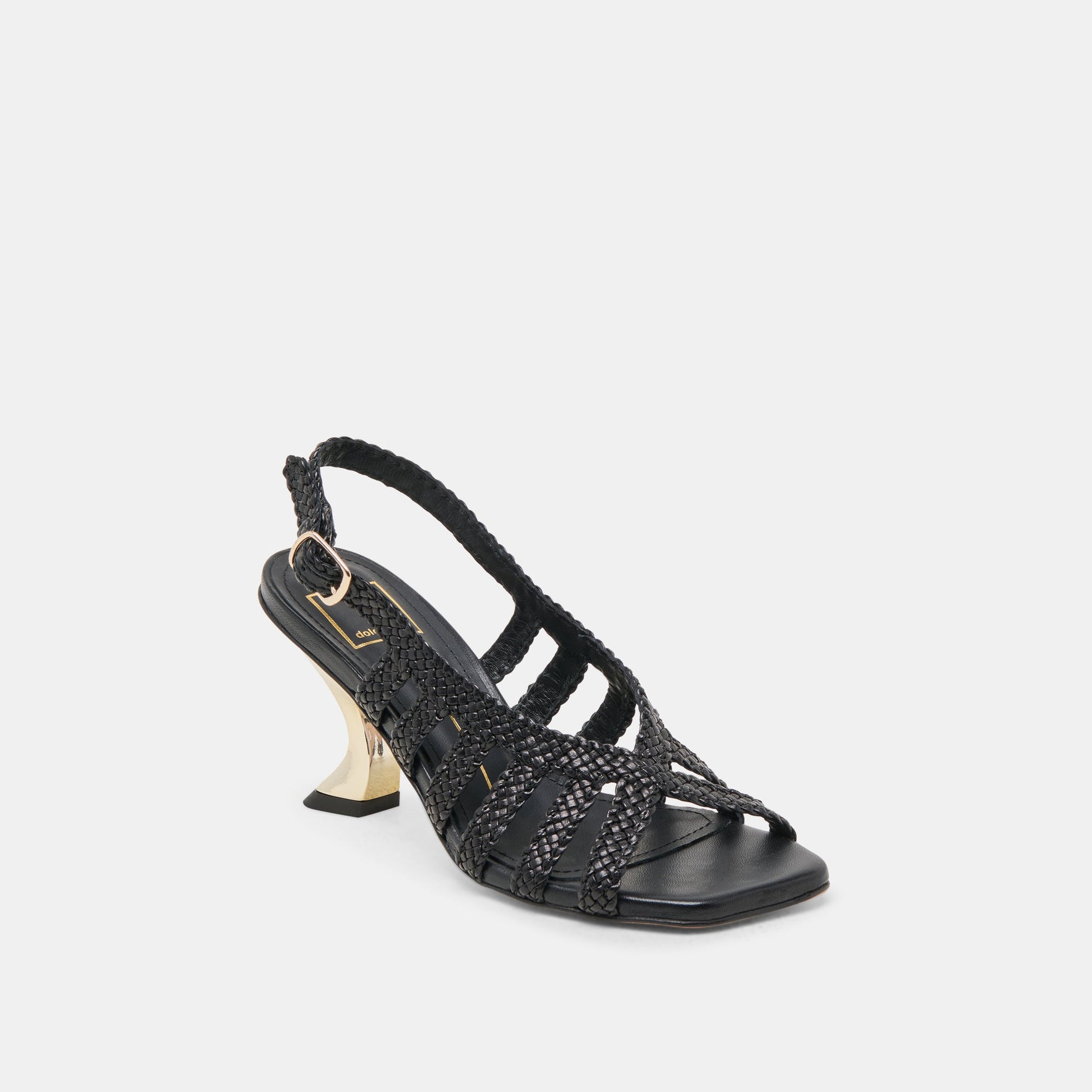 SICILY HEELS BLACK WOVEN LEATHER - Dolce Vita