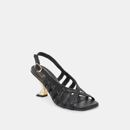 SICILY HEELS BLACK WOVEN LEATHER - Dolce Vita