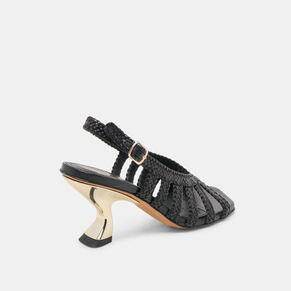 SICILY HEELS BLACK WOVEN LEATHER - Dolce Vita