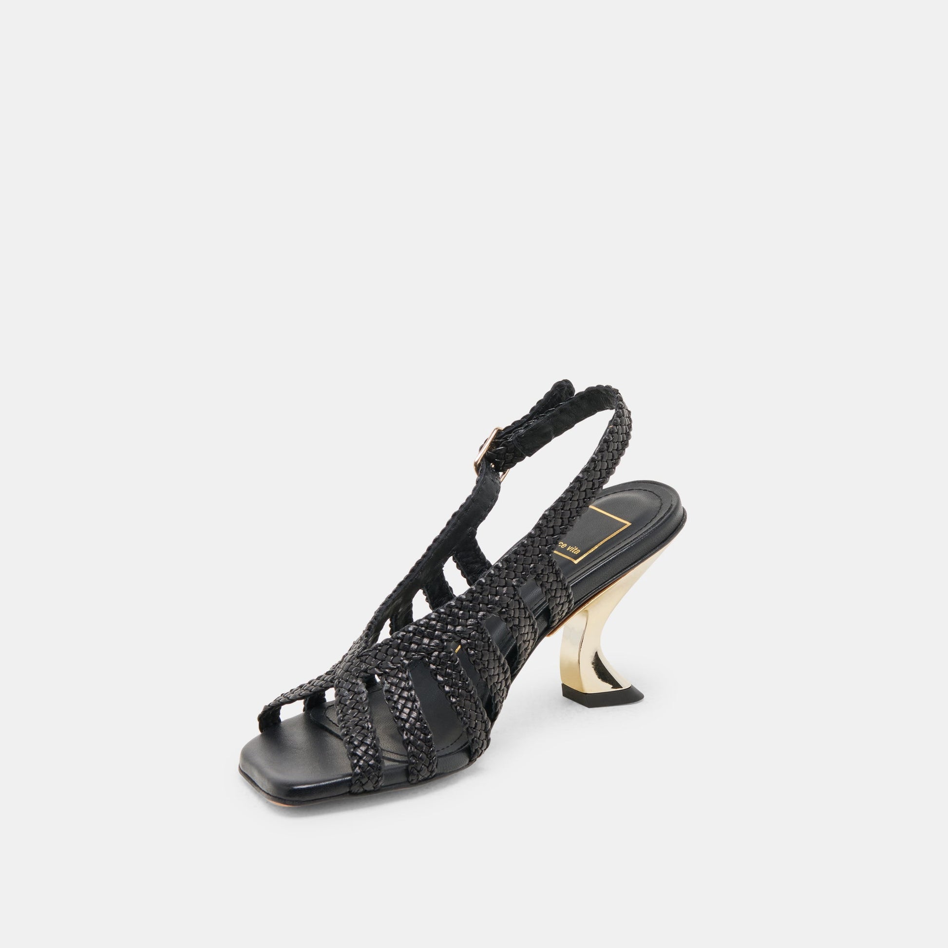 SICILY HEELS BLACK WOVEN LEATHER - Dolce Vita