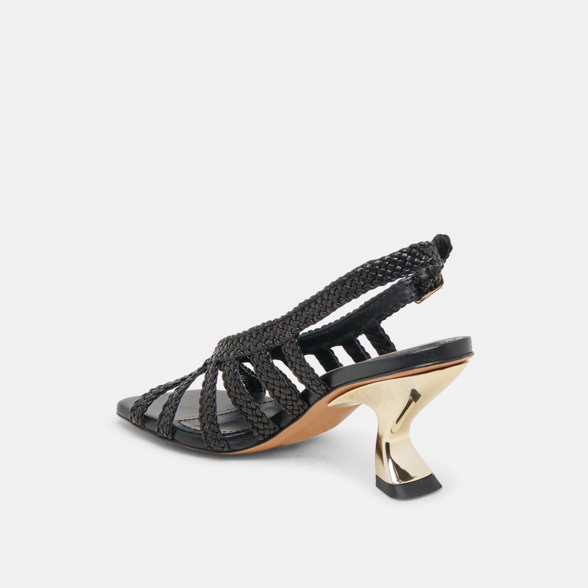 SICILY HEELS BLACK WOVEN LEATHER - Dolce Vita