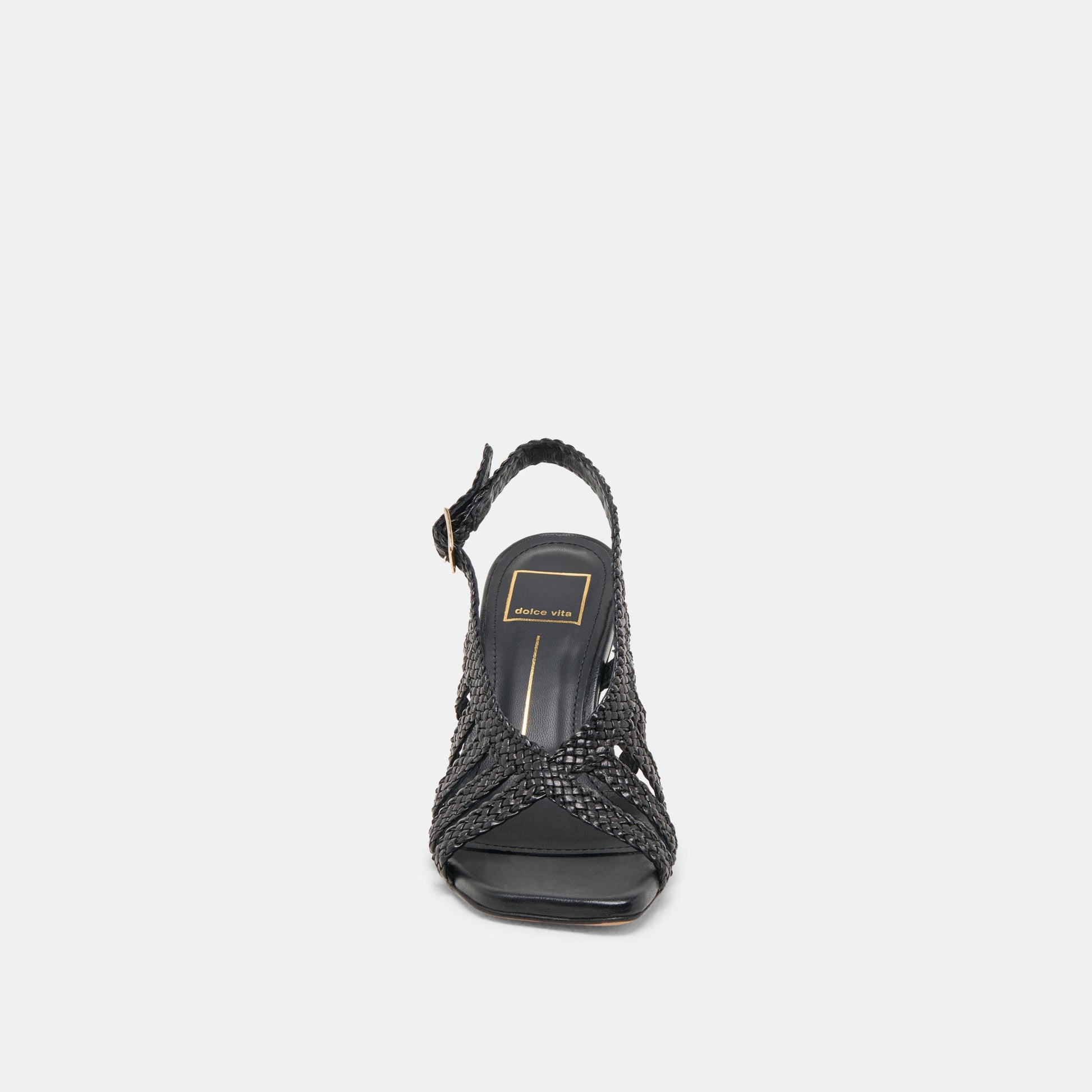 SICILY HEELS BLACK WOVEN LEATHER - Dolce Vita
