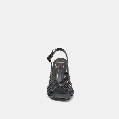 SICILY HEELS BLACK WOVEN LEATHER - Dolce Vita