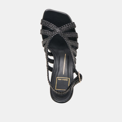 SICILY HEELS BLACK WOVEN LEATHER - Dolce Vita