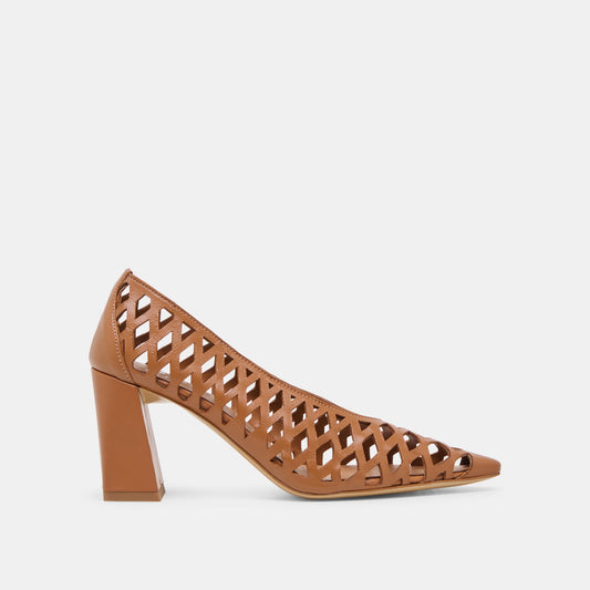 Tanya Cognac Woven Leather Heels - Dolce Vita