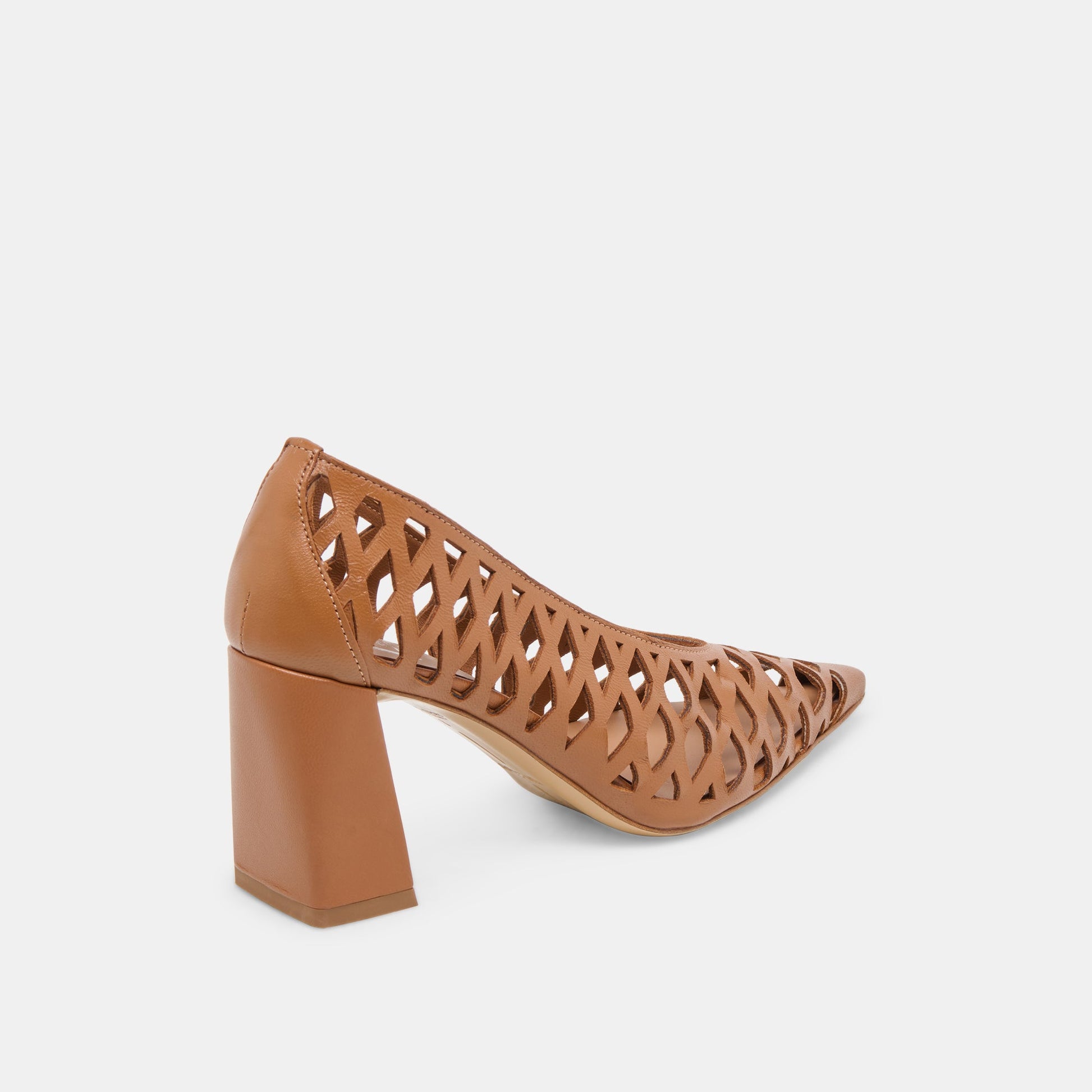 Tanya Cognac Woven Leather Heels - Dolce Vita
